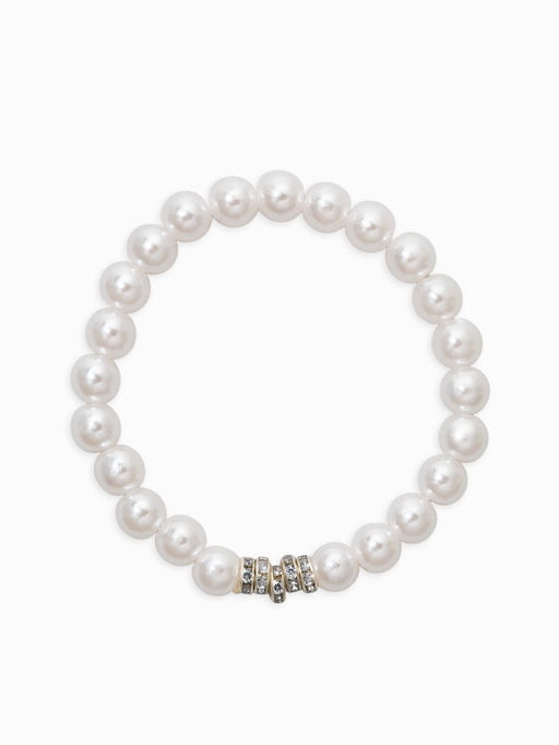 Браслет "Стильный жемчуг" (набор 5шт), №8/16, цвет белый в серебре