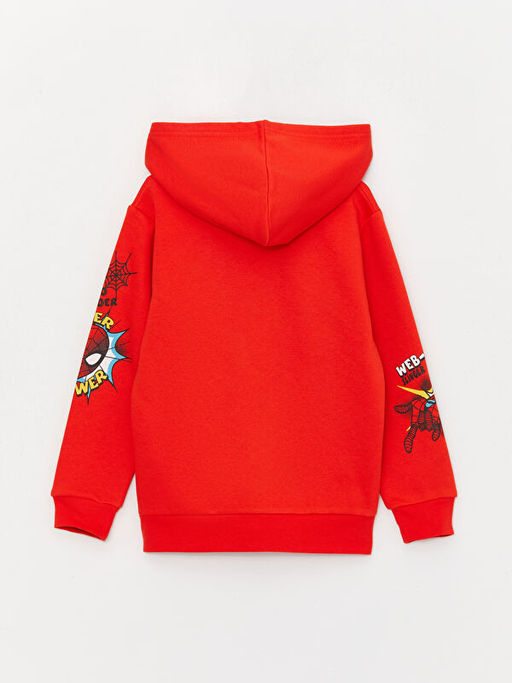 Kap??onlu Spiderman Bask?l? Uzun Kollu Erkek ?ocuk Fermuarl? Sweatshirt - Waikiki фото 2