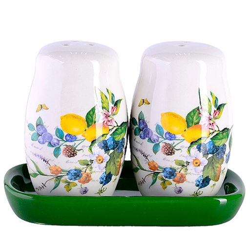 60151 Набор для специй на подставке 3пр Лесные ягоды с лимонами доломит LR (х72) - Mayer&boch фото 2