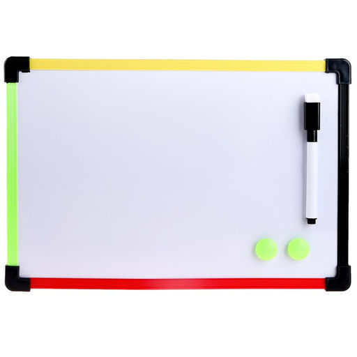 Доска магнитно-маркерная с магнитами и маркером «Цветная» 1×30×20 см, МИКС