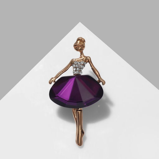 Цена за 2 шт. Брошь «Балерина», цвет фиолетовый в золоте
