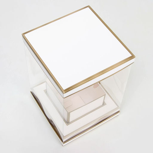 Коробка для цветов с вазой и PVC окнами складная, бронза, 16×23×16 см