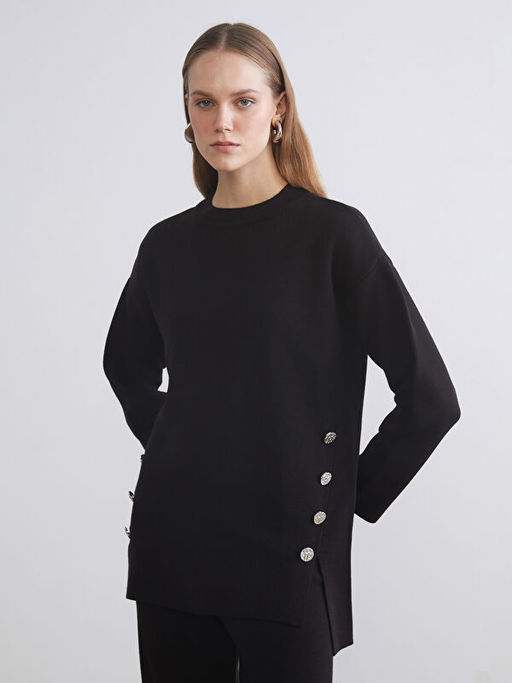 Bisiklet Yaka Oversize Kad?n Triko Kazak