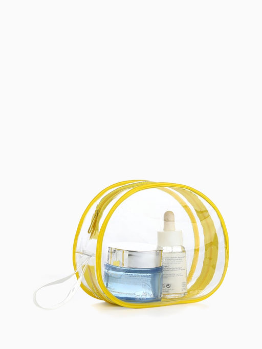 Косметичка на молнии для бассейна, с ручкой, маленькая, жёлтая/прозрачная