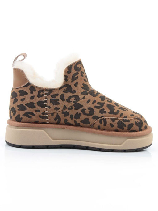 04-PAJW01-5Z BROWN/LEOPARD Ботинки зимние женские (натуральная замша, 100% шерсть, натуральный мех)