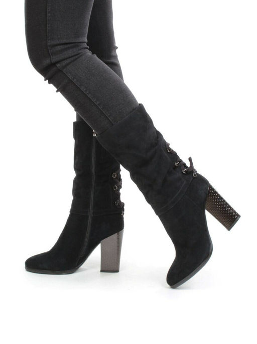 YF189-202M BLUE Полусапоги зимние женские (натуральная кожа, натуральный мех (еврозима))