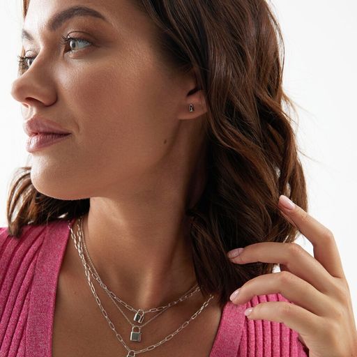 Колье - цепь с замком из серебра