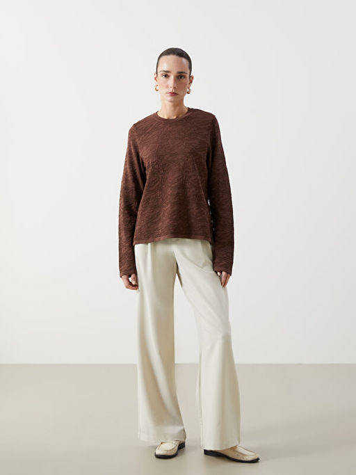 Bisiklet Yaka Desenli Kad?n Triko Kazak