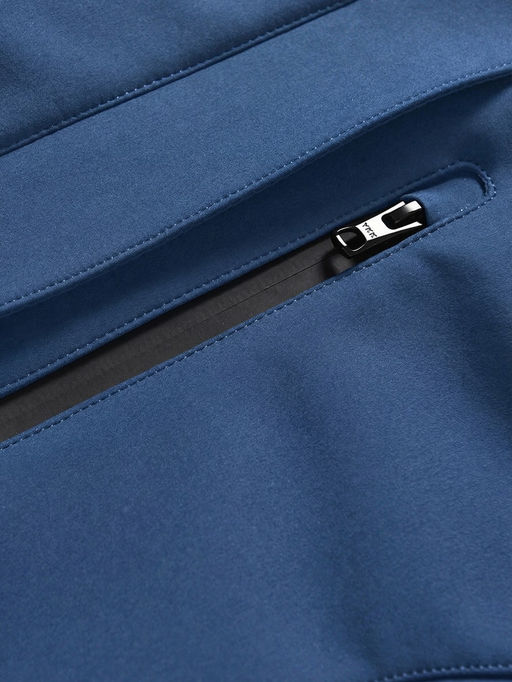 Парка женская софтшелл виндстоппер удлинённая с капюшоном синего цвета 9618_1S