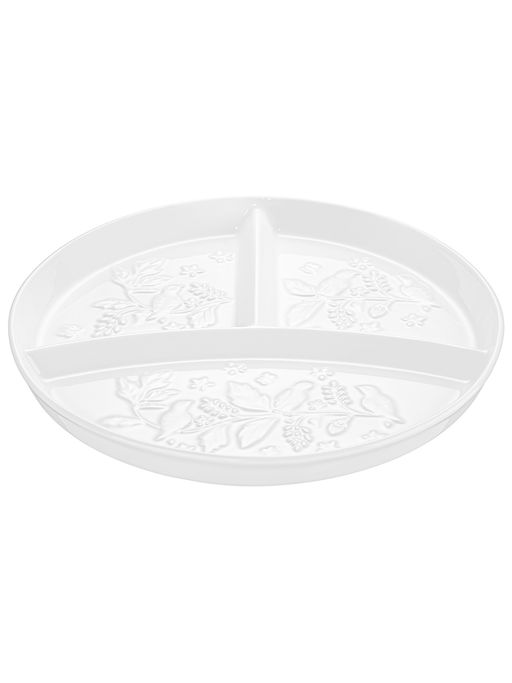 Тарелка секционная д/правильного питания 22*22*2,5 см "Птички на ветке" цельная глубокая 3 секции