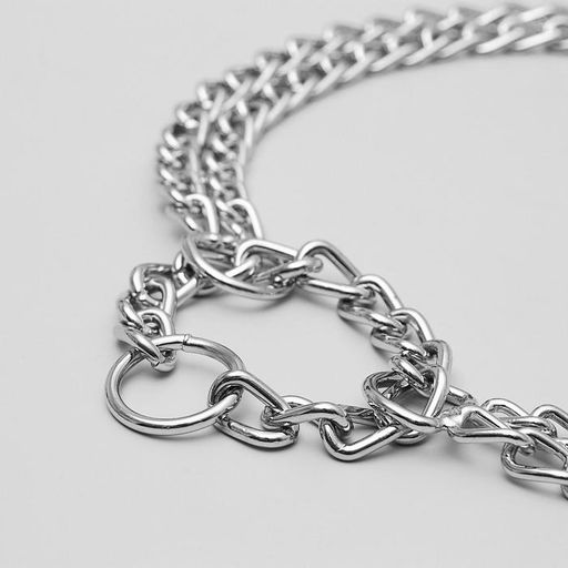 Ошейник - полуудавка металлический двухрядный, 70 см, толщина проволоки 3 мм - Пижон фото 3