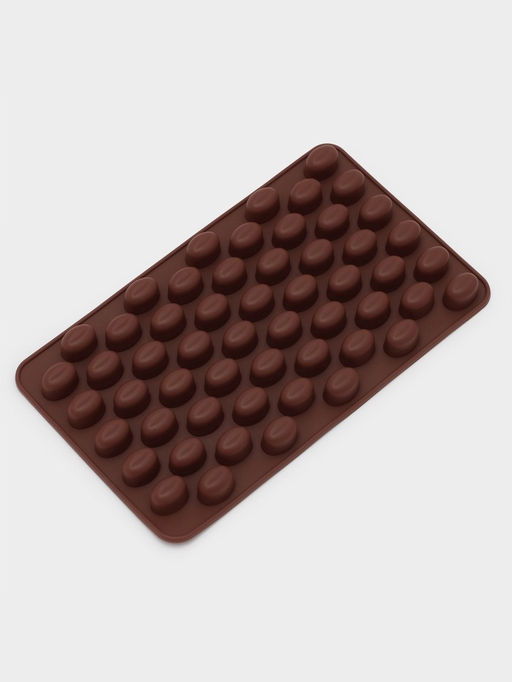 Форма для мармелада Доляна Кофейные бобы, силикон, 18.5?11?1 см, 55 ячеек (1.6?1.2 см), коричневая  фото 3
