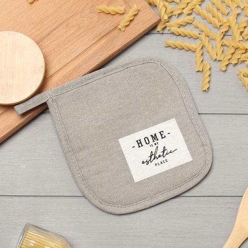 Прихватка Этель «HOME», цвет серый, 16×16 см, 50%хл, 50%лен