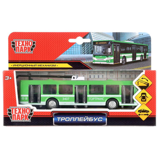 . Троллейбус арт.SB-16-65-GN-WB 16,5 см металл, двери, инерц., в кор.