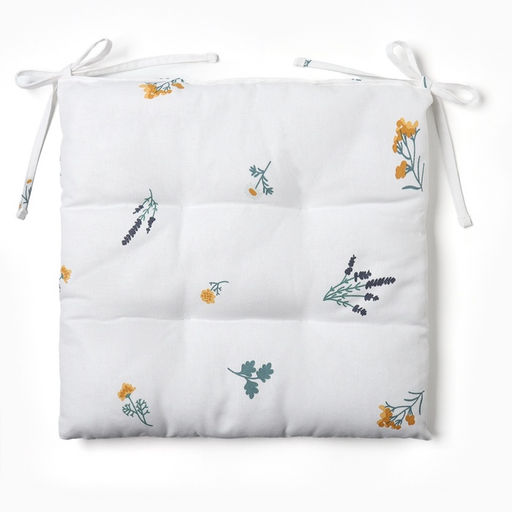 Подушка на стул Этель. Полевые цветочки, 42?42?7 см, белая