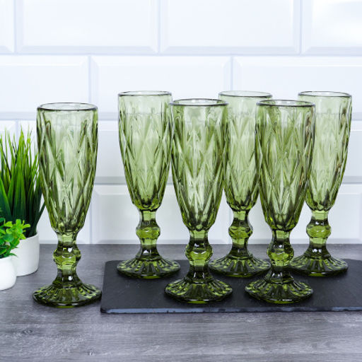 Бокал для шампанского 6 штук 200 мл / KF-036-1 /уп 8/ зеленый - Галеонтрейд фото 4