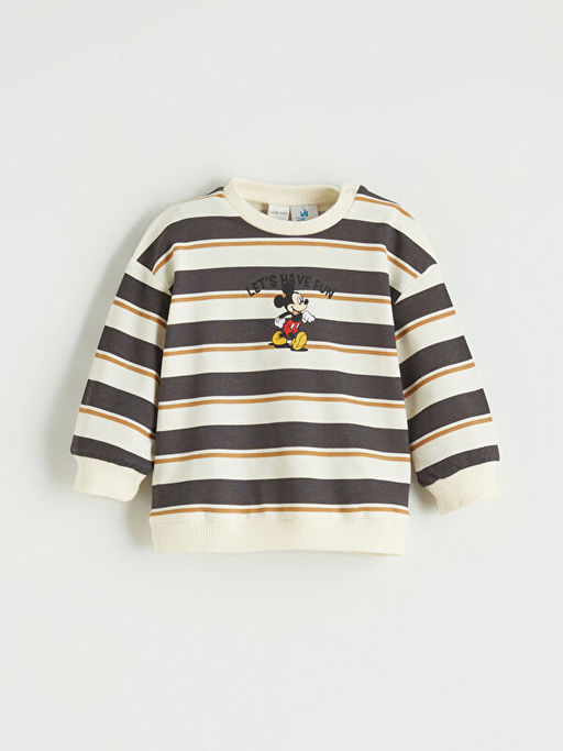 Mickey Mouse Bask?l? Erkek Bebek Sweathshirt ve E?ofman Alt
