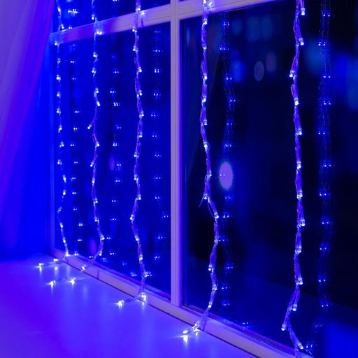 Гирлянда Водопад 2?1.5 м, IP20, прозрачная нить, 400 LED, свечение синее, 8 режимов, 220 В - Luazon lighting фото 4