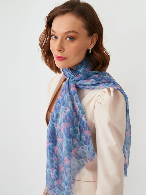 Большой, мягкий, тонкий и очень нежный двусторонний палантин с рисунком в стиле арт-дек - Tantino фото 8