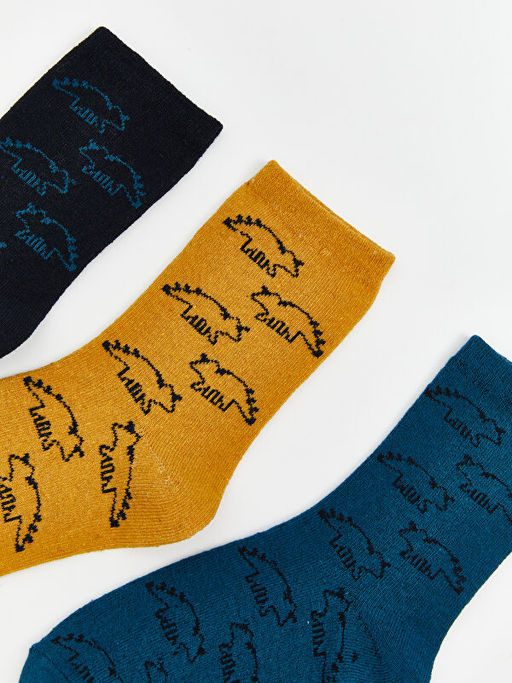 Desenli Erkek ?ocuk Patik ?orap 3l?