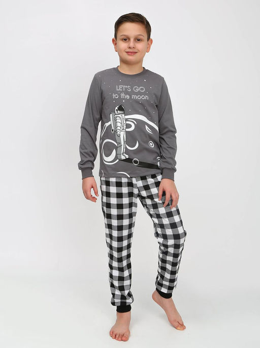 Пижама для мальчика 92178 салатовый/черная клетка 870 Lets go - Let's go фото 7
