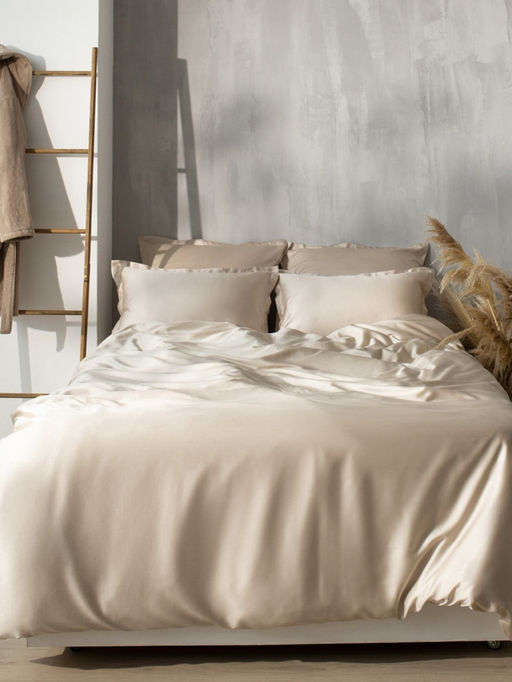 Простыня на резинке 1.5-спальная SL Home Tencel, 140×200+30 см, тенсель, бежевая