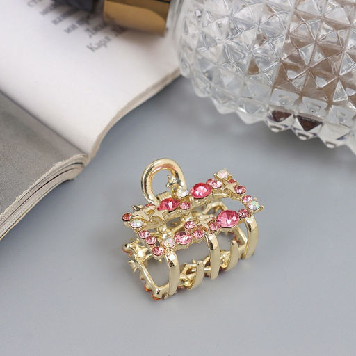 Цена за 6 шт. Крабик для волос «Селена галант», прямой, 3 см, золото