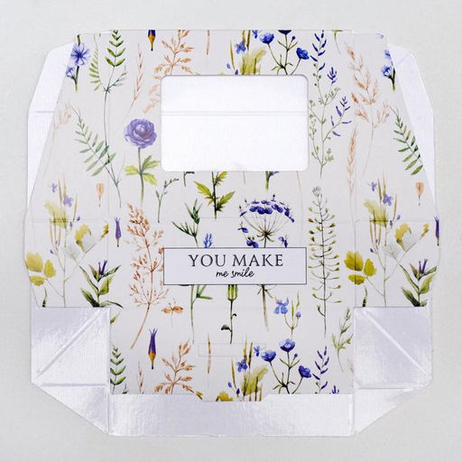 Цена за 5 шт. Кондитерская упаковка, коробка с ламинацией «Flowers», 10×8×3.5 см