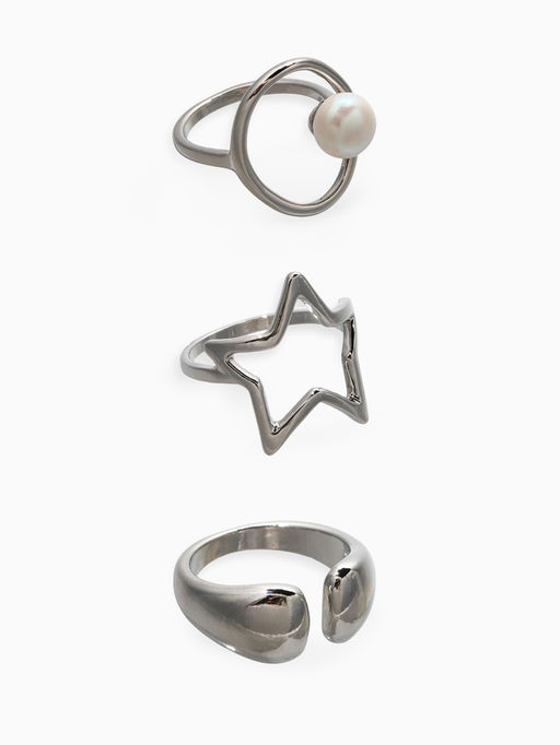 Набор колец 3 шт "Новый стиль" космос, размер МИКС, цвет белый в серебре