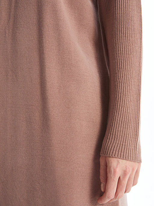 Yar?m Bal?k?? Yaka D?z Uzun Kollu Kad?n Triko Tunik