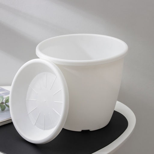 Горшок для цветов с поддоном «Альтернатива. Афина», 5.5 л, пластиковый, белый