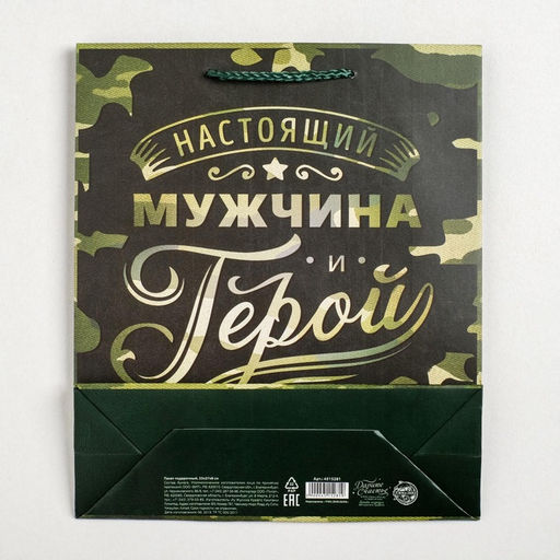 Цена за 2 шт. Пакет подарочный ламинированный, упаковка, «С 23 февраля», ML 23×27×11.5 см
