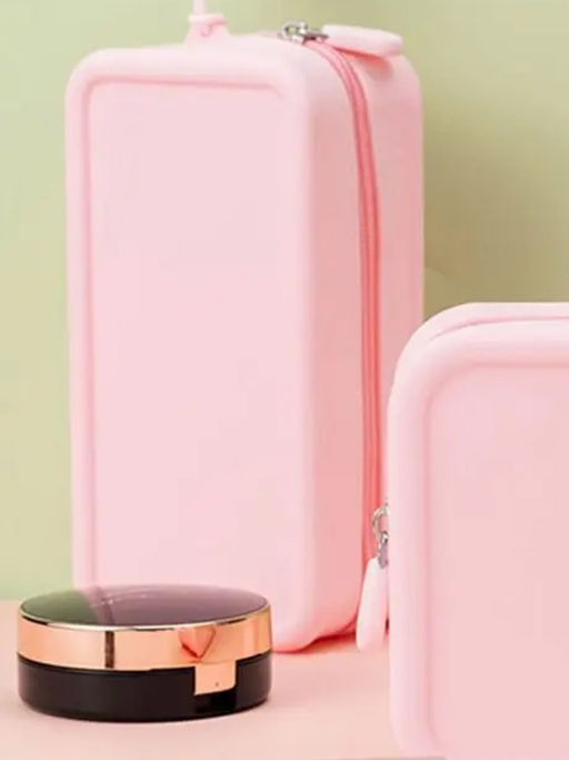 Kristaller Косметичка женская силиконовая, прямоугольная, розовый