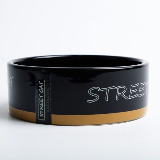 Миска керамическая Черный кот 300 мл 12,5 х 4,5 см, черно-оранжевая - Пижон фото 3