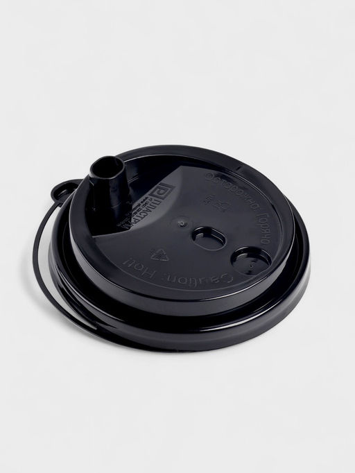 Цена за 100 шт. Крышка одноразовая для стакана «Чёрная» с клапаном, глянец 90 мм
