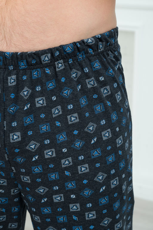 Брюки домашние мужские из кулирки темно-серый макси