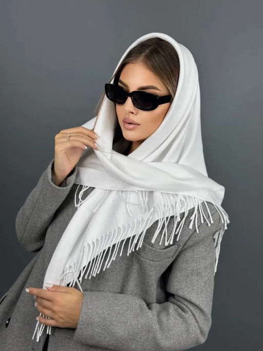 K13582 Палантин 100/100 хлопок БЕЛЫЙ