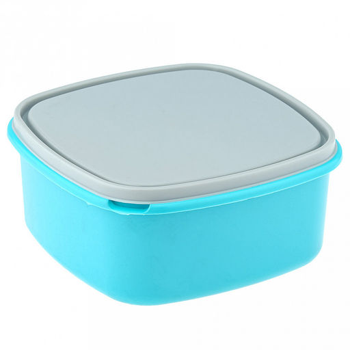 Контейнер пластмассовый "Любимый город" 2л, 18,5х18,5х8,5см, полипропилен, квадратный, бирюзовый/серый (Россия)