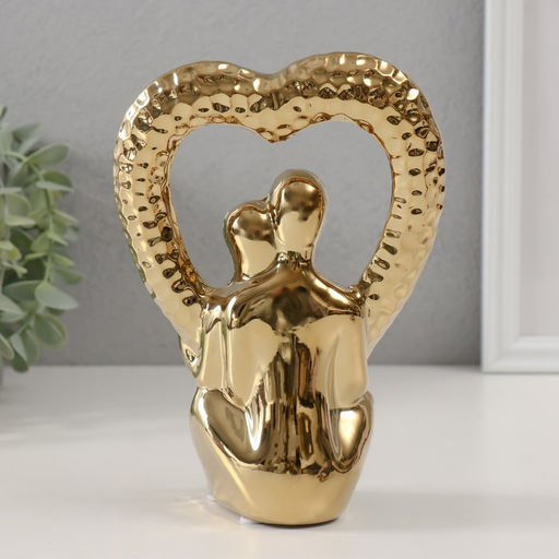 Фигурка керамика Абстракция. Влюблённые с сердцем, золото, 13?7?18.5 см