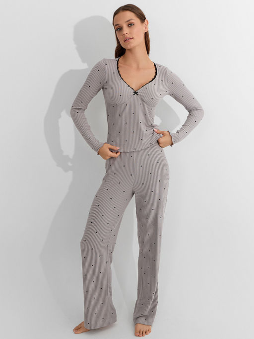 Комплект домашний женский серый с сердечками - Mark formelle фото 9