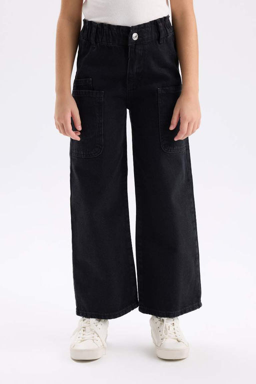 Широкие джинсовые брюки карго для девочек - Defacto фото 4