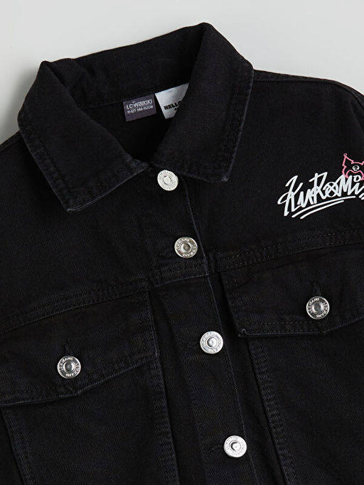 Kuromi Bask?l? K?z ?ocuk Jean Ceket