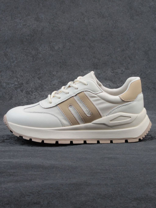 03-WG040-2M MILK/BEIGE Кроссовки демисезонные женские (натуральная кожа) - Фабричный китай фото 9
