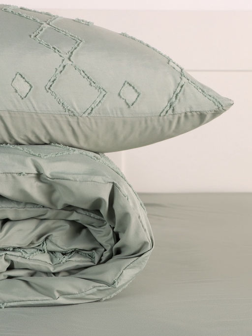 Постельное бельё 2-спальное Тафтинг орнамент 175?215 см,200?230 см,50?70 см-2 шт., зелёное, 110 г/м? - Lovelife фото 6