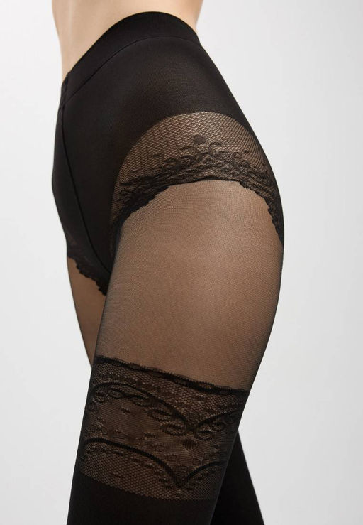 Колготки фантазийные CONTE Колготки с имитацией ажурных чулок DELIGHT nero - Conte elegant фото 5
