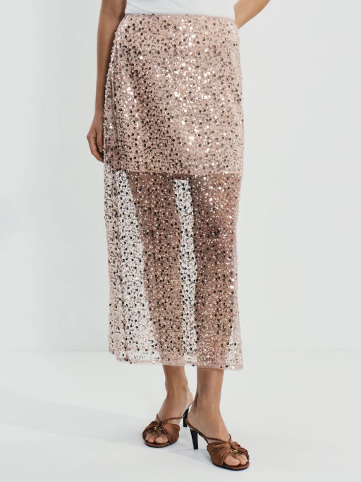 Двухслойная юбка миди c пайетками / Zarina