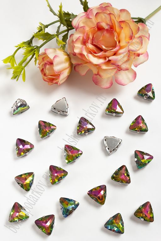 Стразы пришивные 12 мм "Треугольник" (10 шт) SF-3766, хамелеон №24