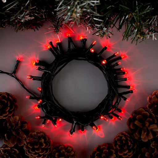 Гирлянда Нить 5 м, IP20, тёмная нить, 50 LED, 8 режимов, 220 В, свечение красное
