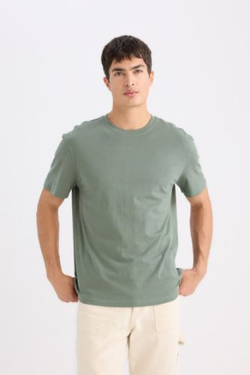 New Regular Fit Bisiklet Yaka Basic Duz K?sa Kollu Tisort