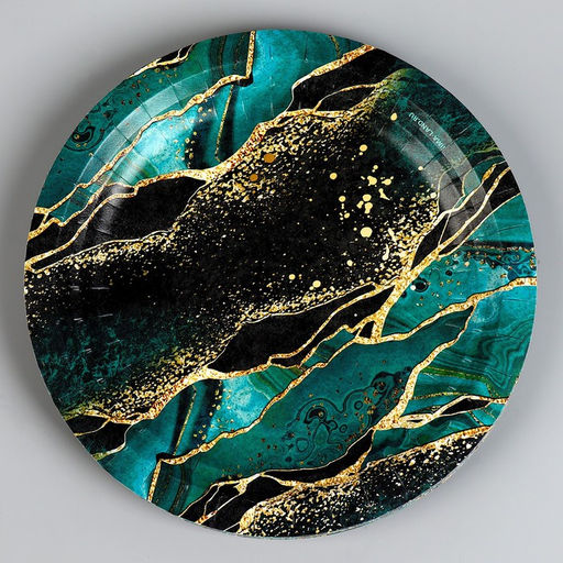 Цена за 10 шт. Тарелка одноразовая бумажная «Мрамор», 18 см